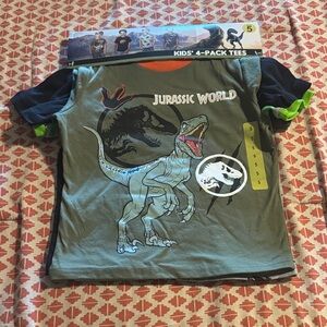 Jurassic World Kids Short Sleeve Tees 4 pack size 5